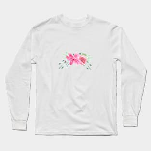 Watercolor Azaleas and Greenery Long Sleeve T-Shirt